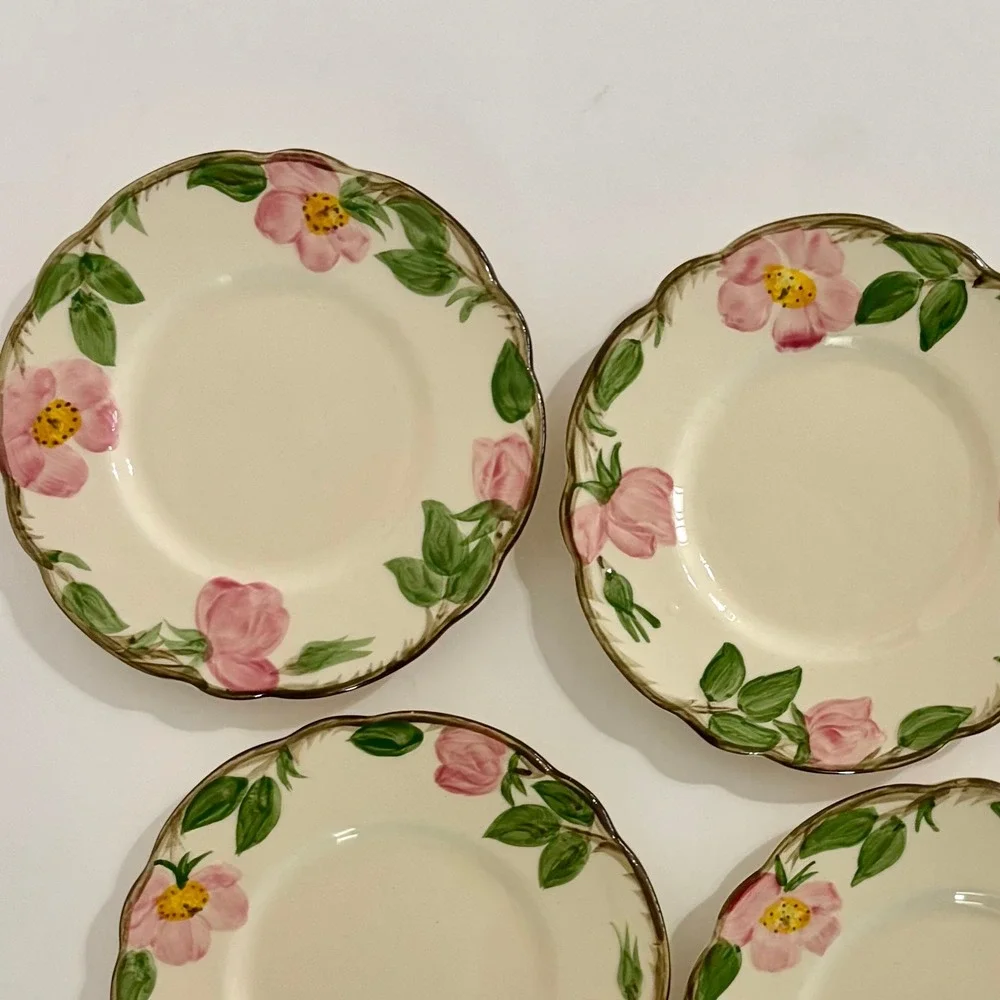 Vintage FRANCISCAN Desert Rose Set‎ of 4 Bread Butter Plates USA Made 6 3/8
